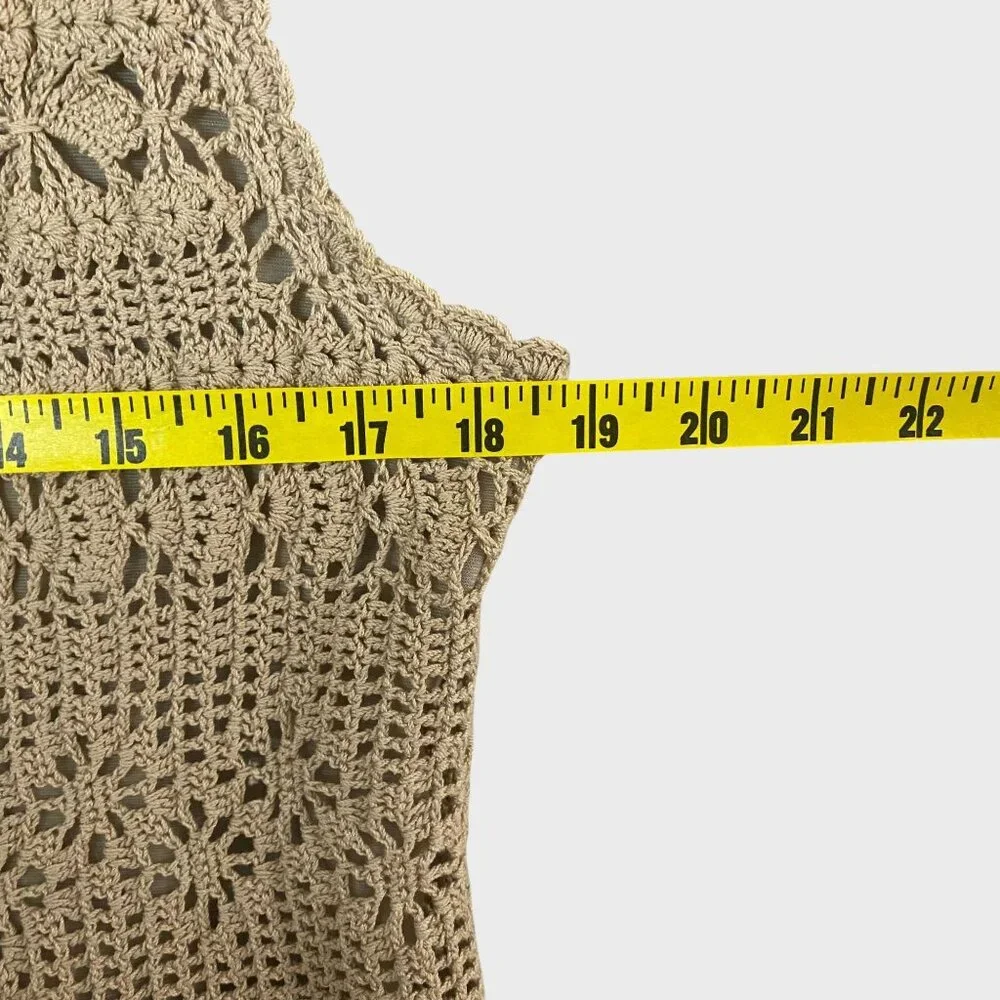 Jones New York Lined Crochet Sleeveless Top Tan Women's Petite Large Casual Boho - Picture 8 of 9